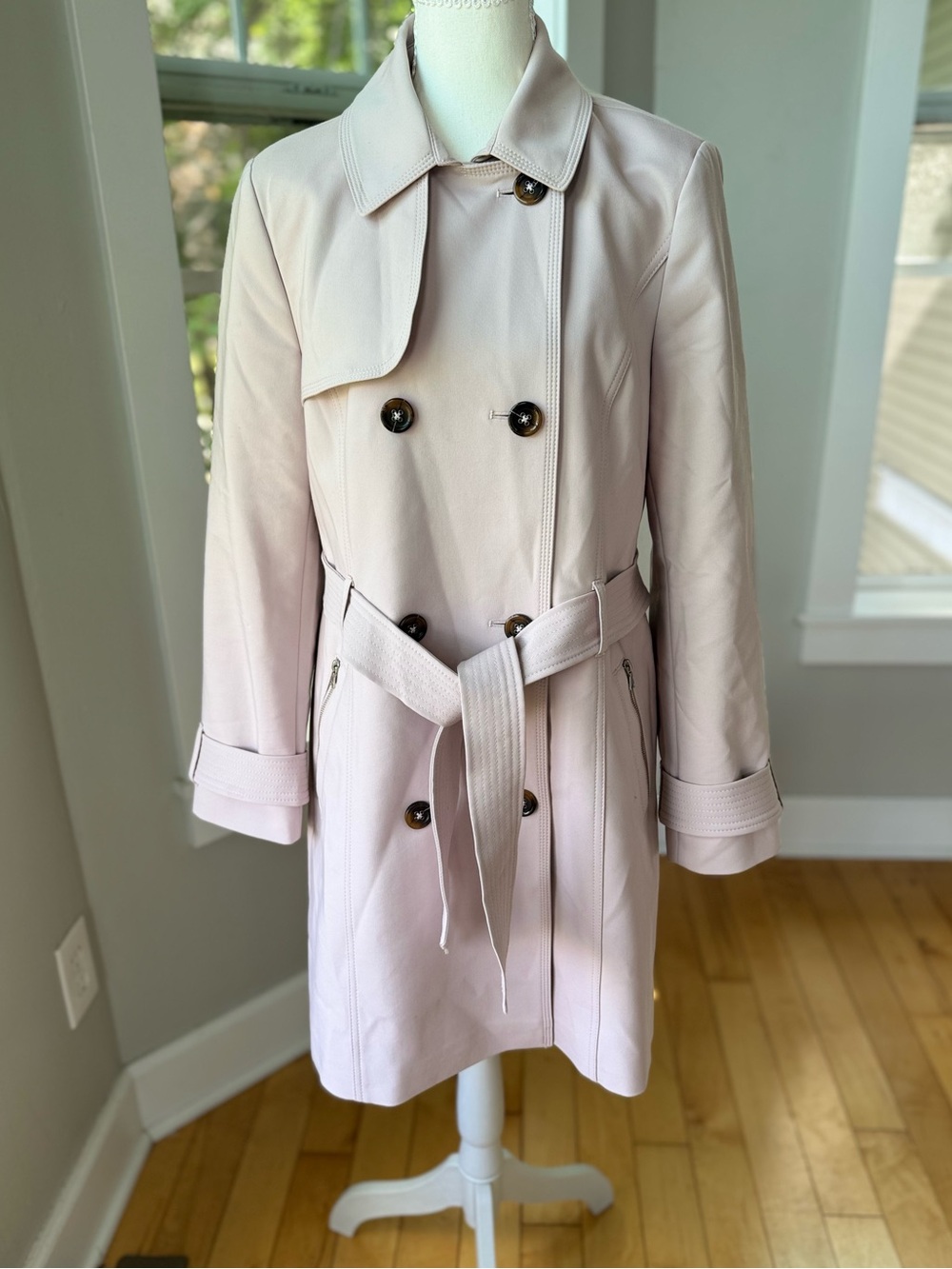 Express Light Pink Belted Trench Coat Size Medium